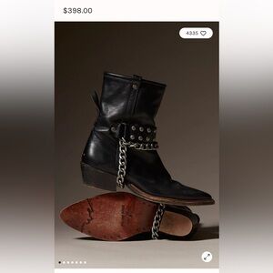 We The Free Black Leather Combat Boots with Chain